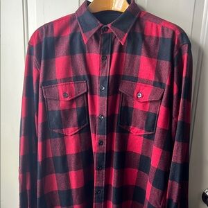 Pendleton Red and Black Plaid Button-Up Shirt - vintage